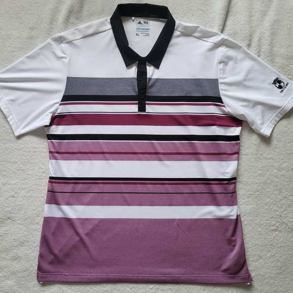 Adidas Purple and White Polo Shirt Gradient Design